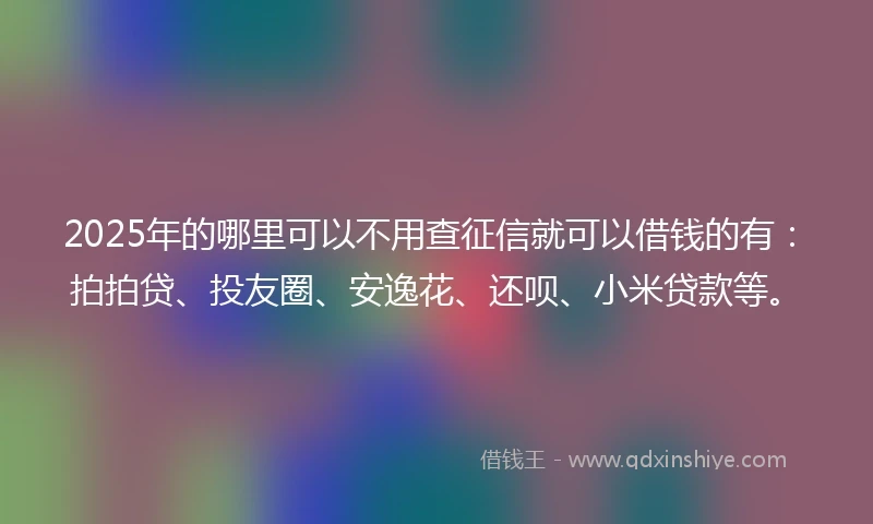 2025年的哪里可以不用查征信就可以借钱的有：拍拍贷、投友圈、安逸花、还呗、小米贷款等。