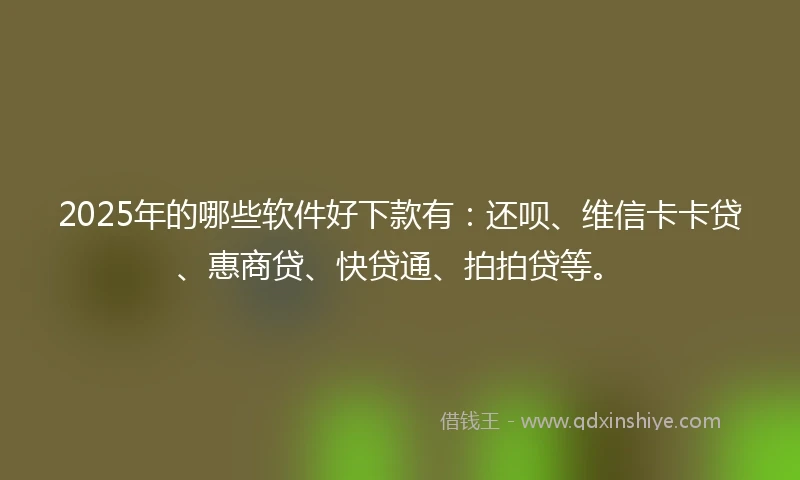 2025年的哪些软件好下款有：还呗、维信卡卡贷、惠商贷、快贷通、拍拍贷等。