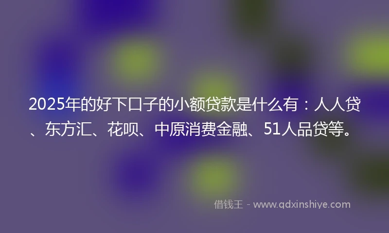 2025年的好下口子的小额贷款是什么有：人人贷、东方汇、花呗、中原消费金融、51人品贷等。