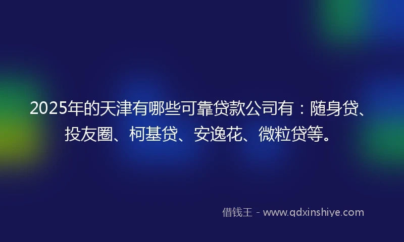 2025年的天津有哪些可靠贷款公司有:随身贷、投友圈、柯基贷、安逸花、微粒贷等。