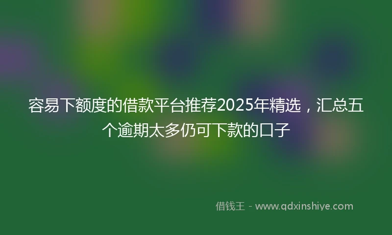 容易下额度的借款平台推荐2025年精选，汇总五个逾期太多仍可下款的口子