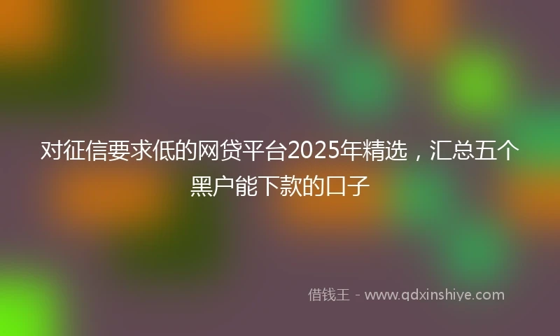 对征信要求低的网贷平台2025年精选，汇总五个黑户能下款的口子
