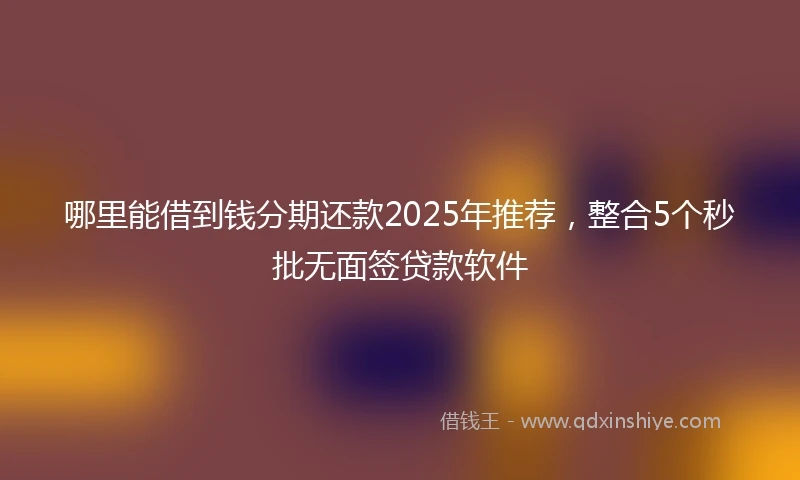 哪里能借到钱分期还款2025年推荐，整合5个秒批无面签贷款软件