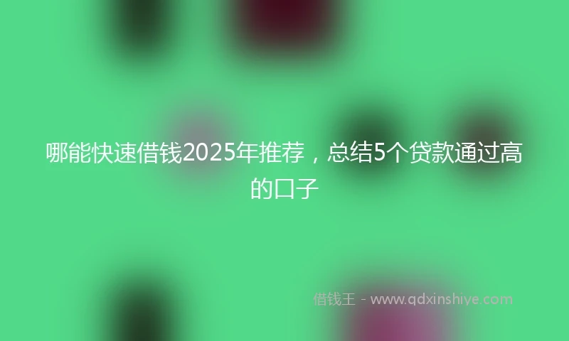 哪能快速借钱2025年推荐，总结5个贷款通过高的口子