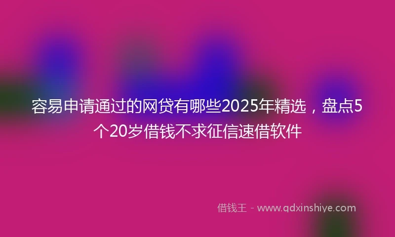 容易申请通过的网贷有哪些2025年精选，盘点5个20岁借钱不求征信速借软件