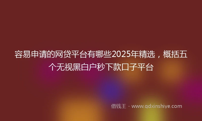 容易申请的网贷平台有哪些2025年精选，概括五个无视黑白户秒下款口子平台