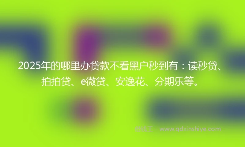 2025年的哪里办贷款不看黑户秒到有：读秒贷、拍拍贷、e微贷、安逸花、分期乐等。