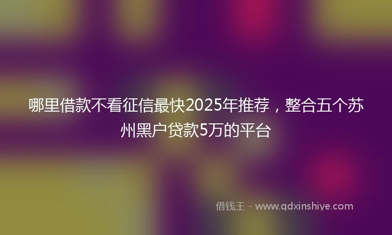 哪里借款不看征信最快2025年推荐，整合五个苏州黑户贷款5万的平台