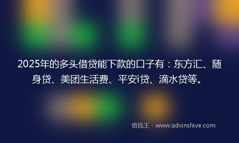 2025年的多头借贷能下款的口子有：东方汇、随身贷、美团生活费、平安i贷、滴水贷等。