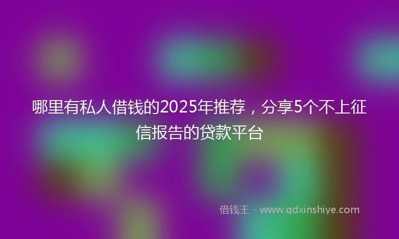 哪里有私人借钱的2025年推荐，分享5个不上征信报告的贷款平台