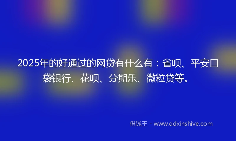 2025年的好通过的网贷有什么有：省呗、平安口袋银行、花呗、分期乐、微粒贷等。