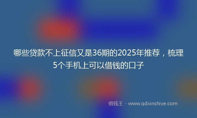 哪些贷款不上征信又是36期的2025年推荐，梳理5个手机上可以借钱的口子