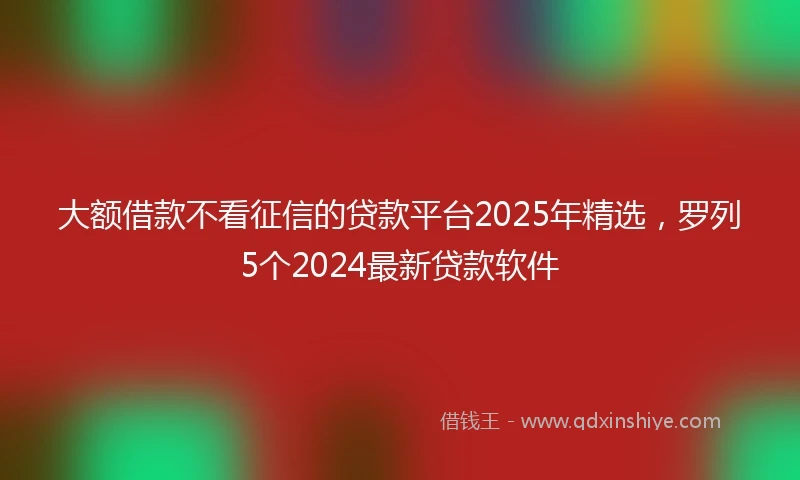 大额借款不看征信的贷款平台2025年精选，罗列5个2024最新贷款软件