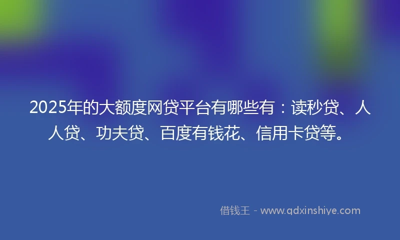 2025年的大额度网贷平台有哪些有：读秒贷、人人贷、功夫贷、百度有钱花、信用卡贷等。