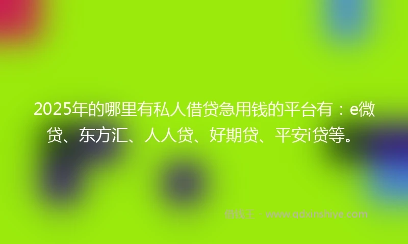 2025年的哪里有私人借贷急用钱的平台有：e微贷、东方汇、人人贷、好期贷、平安i贷等。