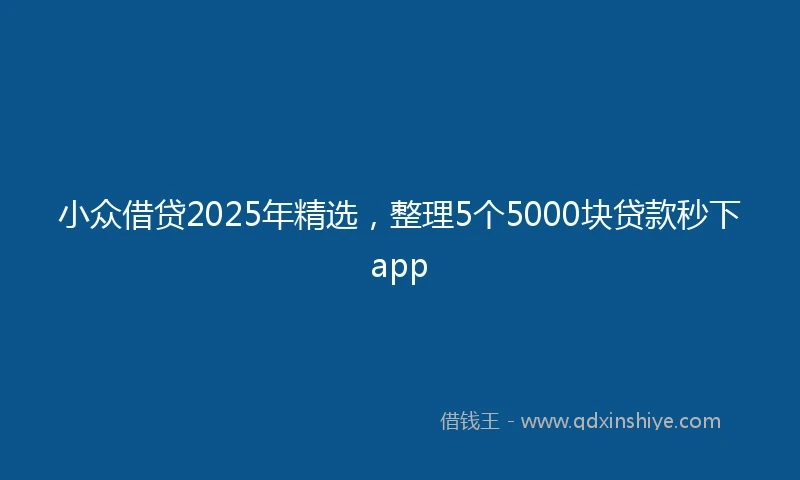 小众借贷2025年精选，整理5个5000块贷款秒下app
