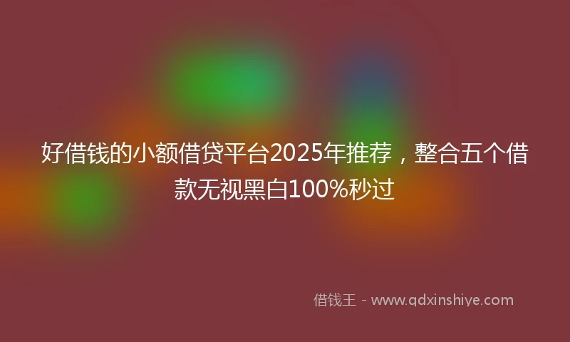 好借钱的小额借贷平台2025年推荐，整合五个借款无视黑白100%秒过