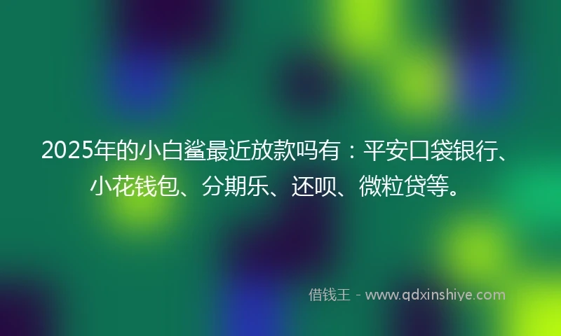 2025年的小白鲨最近放款吗有：平安口袋银行、小花钱包、分期乐、还呗、微粒贷等。