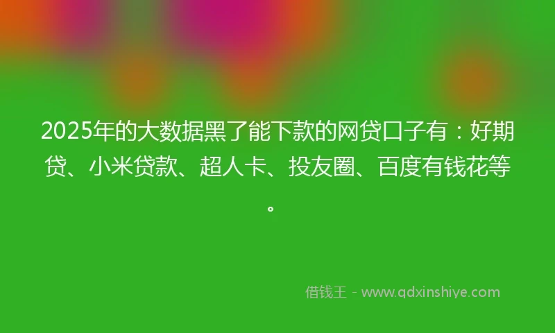 2025年的大数据黑了能下款的网贷口子有：好期贷、小米贷款、超人卡、投友圈、百度有钱花等。
