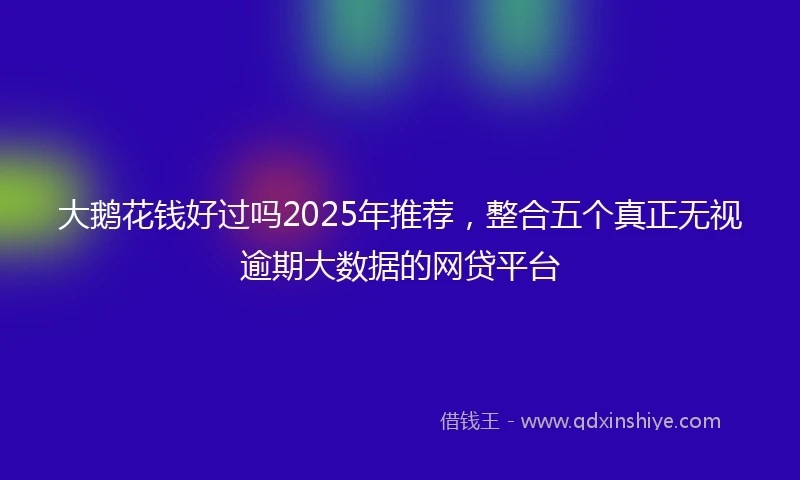 大鹅花钱好过吗2025年推荐,整合五个真正无视逾期大数据的网贷平台