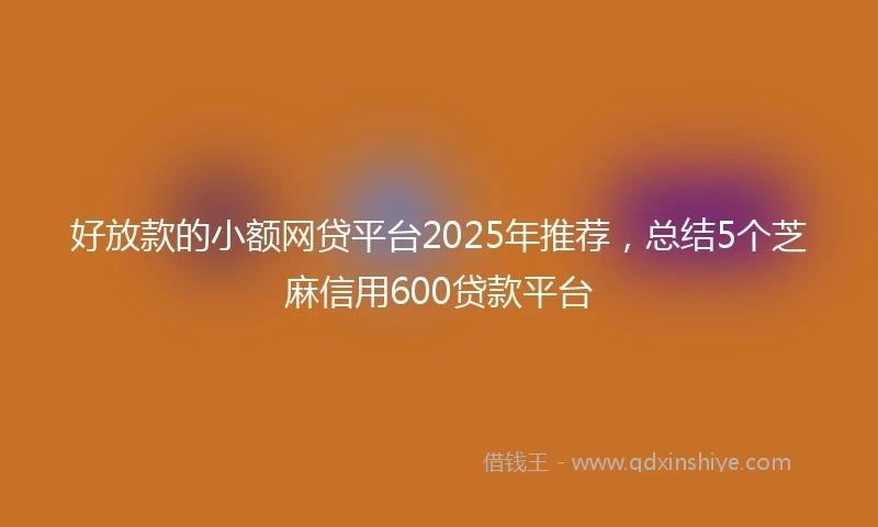 好放款的小额网贷平台2025年推荐，总结5个芝麻信用600贷款平台