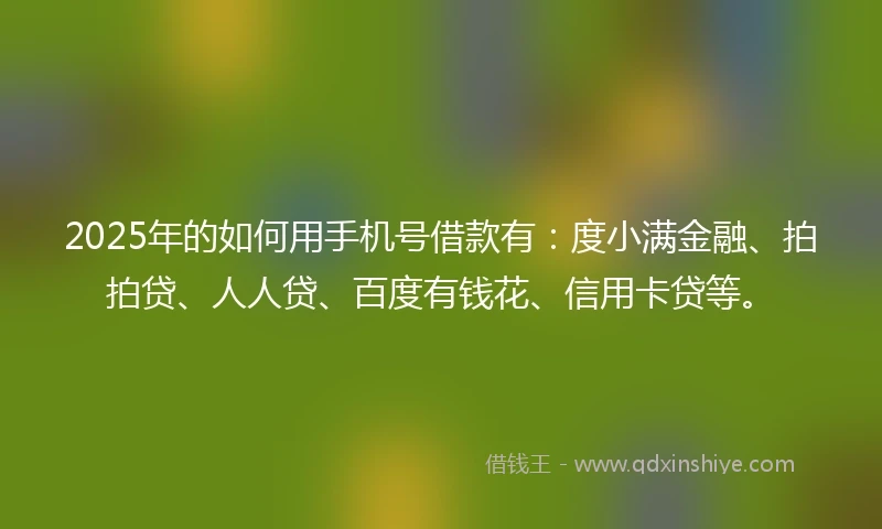 2025年的如何用手机号借款有：度小满金融、拍拍贷、人人贷、百度有钱花、信用卡贷等。