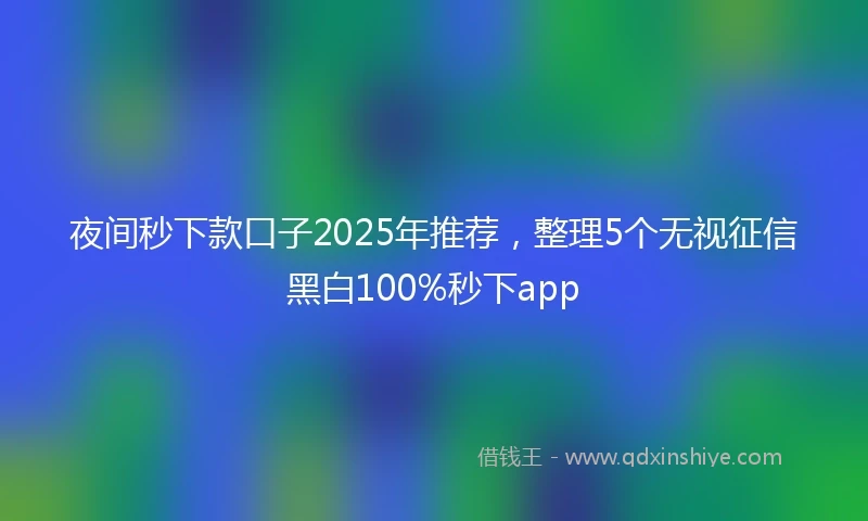 夜间秒下款口子2025年推荐，整理5个无视征信黑白100%秒下app