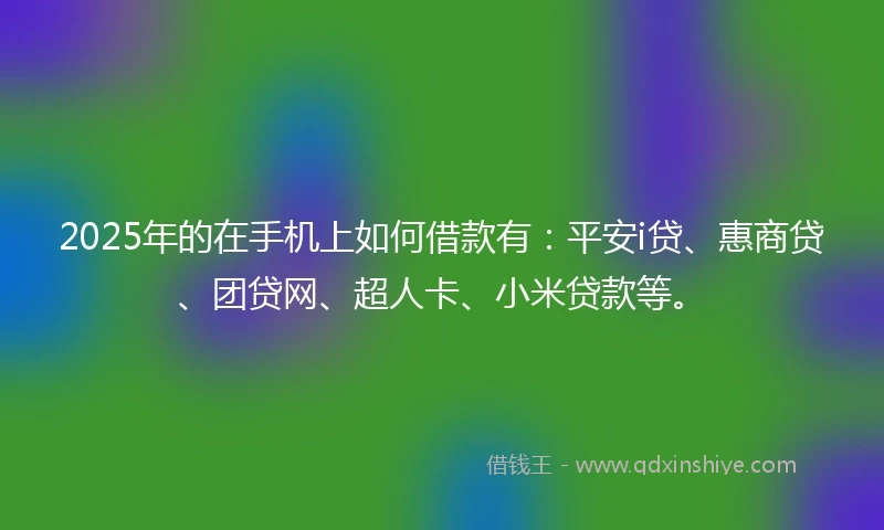 2025年的在手机上如何借款有：平安i贷、惠商贷、团贷网、超人卡、小米贷款等。