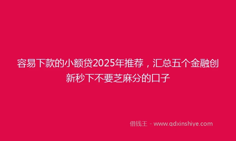容易下款的小额贷2025年推荐，汇总五个金融创新秒下不要芝麻分的口子