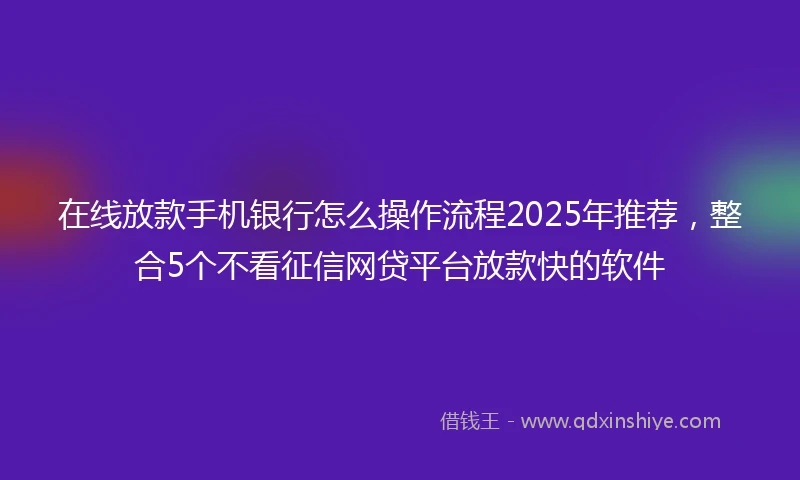 在线放款手机银行怎么操作流程2025年推荐，整合5个不看征信网贷平台放款快的软件