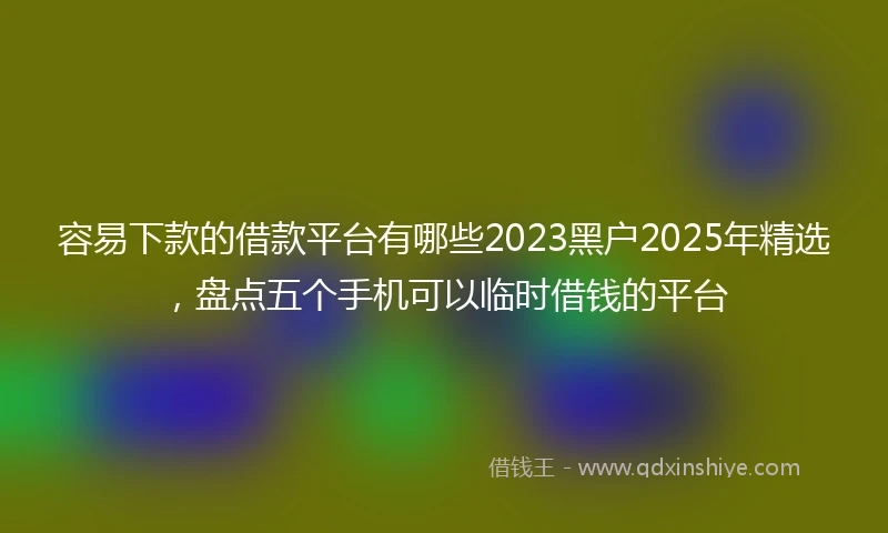 容易下款的借款平台有哪些2023黑户2025年精选，盘点五个手机可以临时借钱的平台