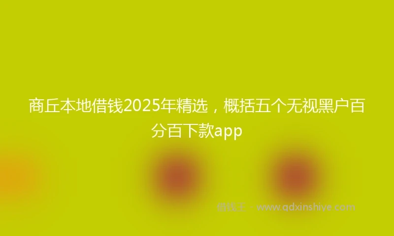 商丘本地借钱2025年精选，概括五个无视黑户百分百下款app