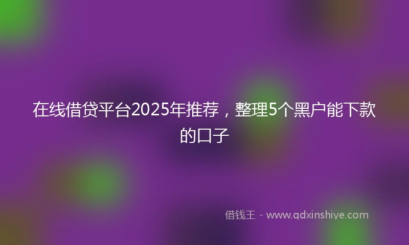在线借贷平台2025年推荐，整理5个黑户能下款的口子