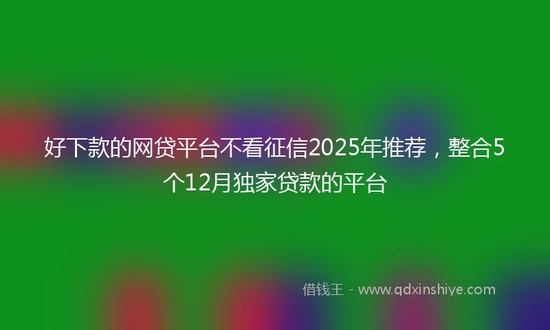 好下款的网贷平台不看征信2025年推荐，整合5个12月独家贷款的平台