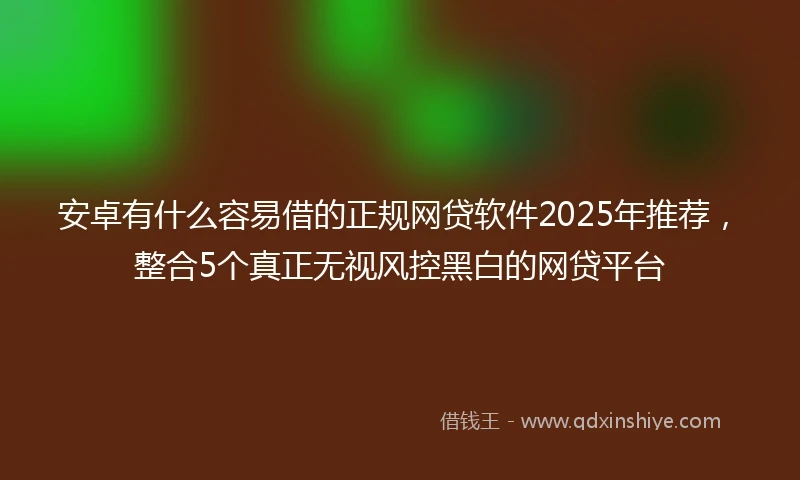 安卓有什么容易借的正规网贷软件2025年推荐，整合5个真正无视风控黑白的网贷平台