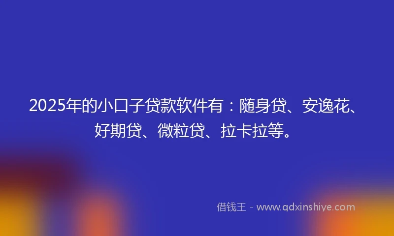 2025年的小口子贷款软件有：随身贷、安逸花、好期贷、微粒贷、拉卡拉等。