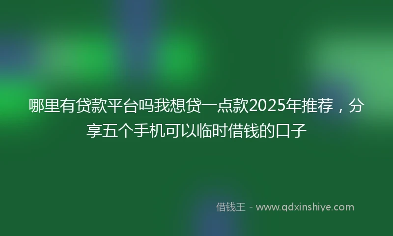 哪里有贷款平台吗我想贷一点款2025年推荐，分享五个手机可以临时借钱的口子