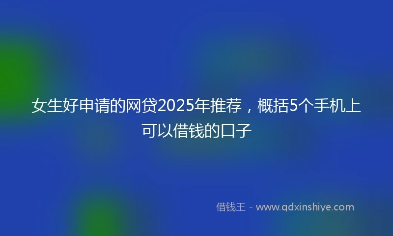 女生好申请的网贷2025年推荐,概括5个手机上可以借钱的口子