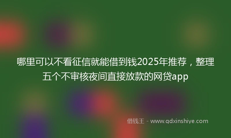 哪里可以不看征信就能借到钱2025年推荐，整理五个不审核夜间直接放款的网贷app