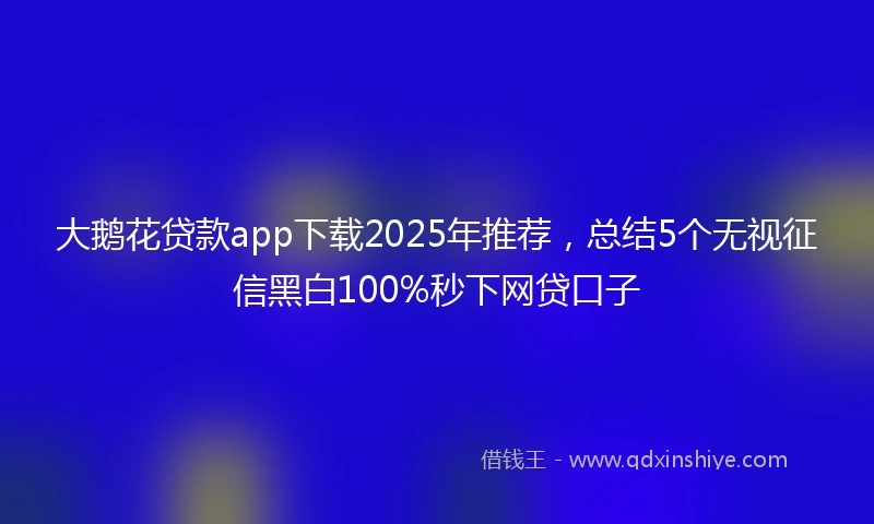 大鹅花贷款app下载2025年推荐，总结5个无视征信黑白100%秒下网贷口子