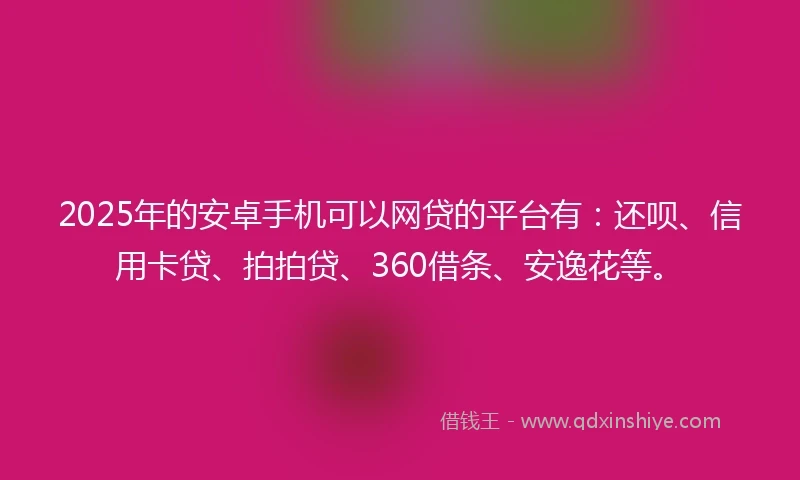 2025年的安卓手机可以网贷的平台有：还呗、信用卡贷、拍拍贷、360借条、安逸花等。