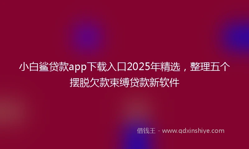 小白鲨贷款app下载入口2025年精选，整理五个摆脱欠款束缚贷款新软件