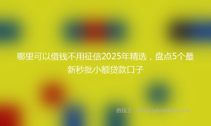 哪里可以借钱不用征信2025年精选，盘点5个最新秒批小额贷款口子