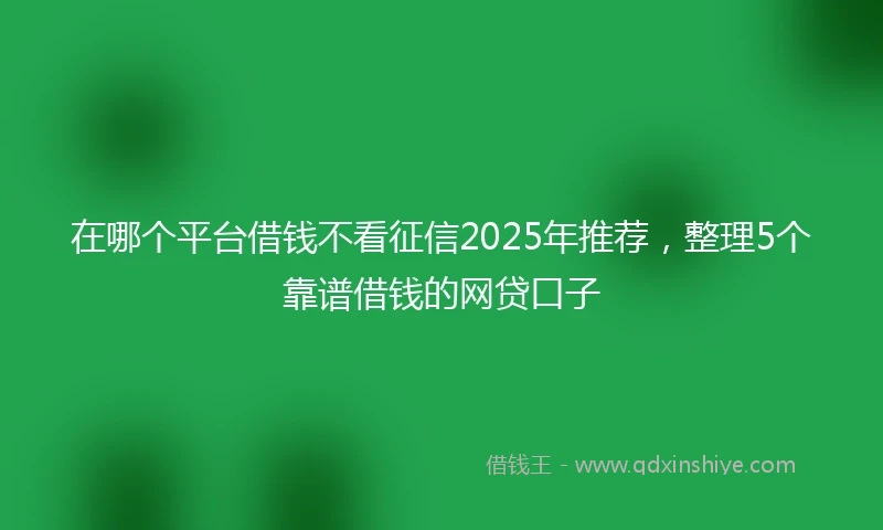 在哪个平台借钱不看征信2025年推荐，整理5个靠谱借钱的网贷口子