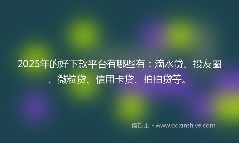 2025年的好下款平台有哪些有：滴水贷、投友圈、微粒贷、信用卡贷、拍拍贷等。