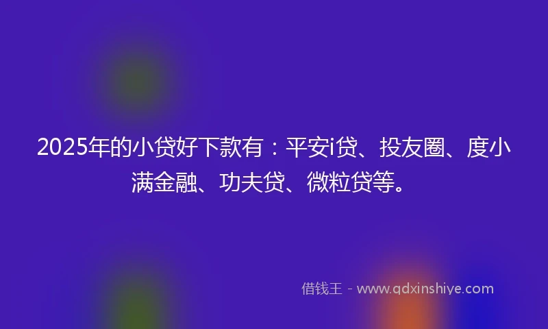 2025年的小贷好下款有：平安i贷、投友圈、度小满金融、功夫贷、微粒贷等。