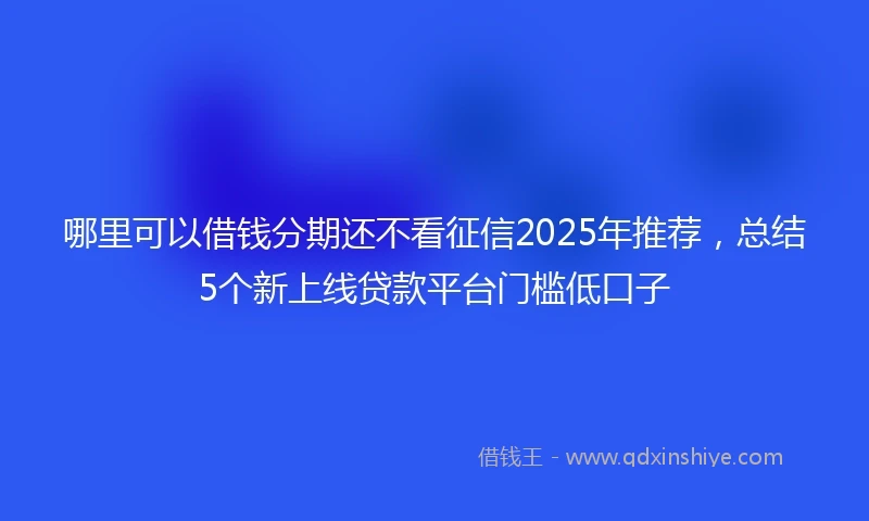 哪里可以借钱分期还不看征信2025年推荐，总结5个新上线贷款平台门槛低口子