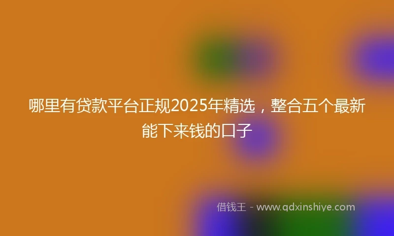 哪里有贷款平台正规2025年精选，整合五个最新能下来钱的口子