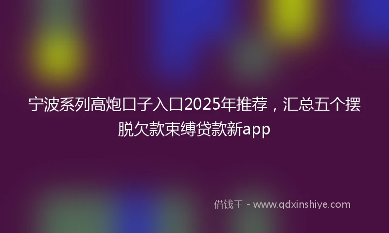 宁波系列高炮口子入口2025年推荐，汇总五个摆脱欠款束缚贷款新app