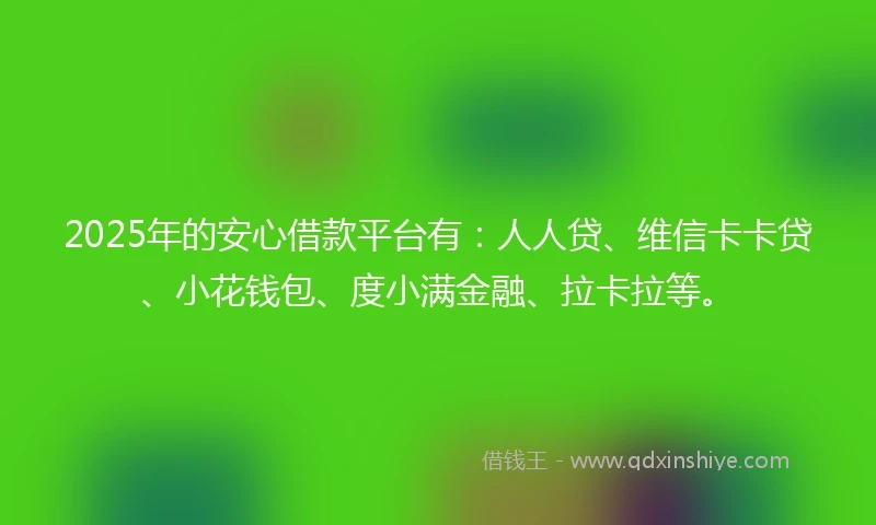 2025年的安心借款平台有：人人贷、维信卡卡贷、小花钱包、度小满金融、拉卡拉等。